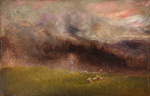 Ovejas en la tormenta (óleo sobre tabla)