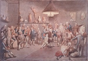 Los Académicos de la Real Academia en Londres, copia de una pintura de Johann Zoffany (1733-1810) de John Sanders