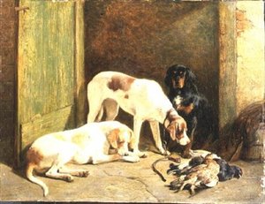 Perros de muestra y un Gordon Setter de John Sargent Noble