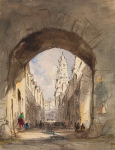 Escena callejera en Calais de John Scarlett Davis