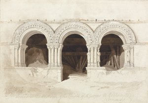 Arcos en el lado oeste del claustro de St. Georges de Boscherville, cerca de Rouen, Normandía, c.1818 de John Sell Cotman