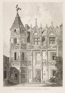 Antigüedades arquitectónicas de Normandía (Vol. II), Pl. 64: Casa en la Place de la Pucelle, en Rouen de John Sell Cotman