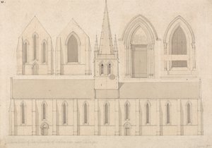 Elevación de la iglesia de Columbiers, cerca de Valognes, Normandía de John Sell Cotman