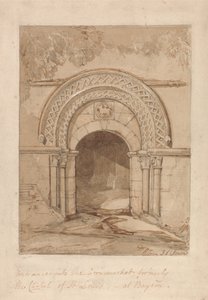 Entrada al Mercado de la Cornisa, antigua capilla de San Luis, en Bayeux de John Sell Cotman