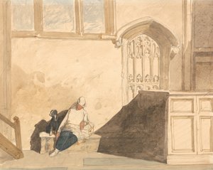 Recadero dormido en una iglesia de John Sell Cotman