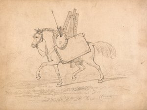 Caballo cargado de parafernalia de artista de John Sell Cotman