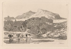 Liber Studiorum: lámina 21, vista en el norte de Gales de John Sell Cotman