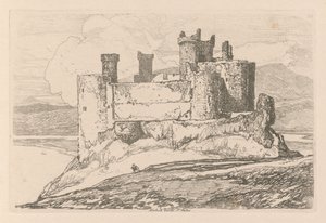 Liber Studiorum: Lámina 25, Castillo de Harlech, Gales del Norte de John Sell Cotman