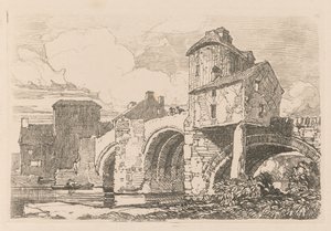 Liber Studiorum: Placa 26, Puente Monnow, Monmouthshire de John Sell Cotman