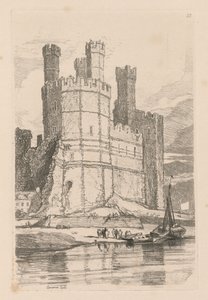 Liber Studiorum: Placa 28, Castillo de Caernarvon, N. Gales, 1838