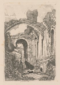 Libro de estudios: Lámina 33, Conway Castle, N. Wales de John Sell Cotman