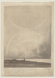 Recto: Un efecto de parhelio visto desde el faro de Hunstanton el 6 de julio de 1816 de John Sell Cotman