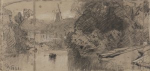 Paisaje fluvial, probablemente cerca de Thorpe, Norfolk de John Sell Cotman