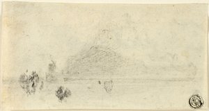 Boceto de Mont Saint Michel (recto); Edificios junto al agua (verso) de John Sell Cotman