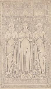 El latón sepulcral de Robert Braunche y sus dos esposas en la iglesia de Santa Margarita, Lynn, Norfolk, 1364 de John Sell Cotman