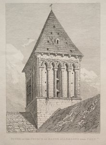 Torre de la Iglesia de Haute Allemagne cerca de Caen de John Sell Cotman