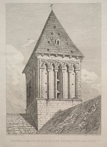 Torre de la Iglesia de Haute Allemagne cerca de Caen de John Sell Cotman