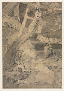 Traveler in a Woodland Landscape de John Sell Cotman