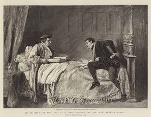 Ilustración de la nueva historia de H. Rider Haggard, titulada La hija de Moctezuma de John Seymour Lucas
