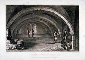 Vista interior de la cripta, Iglesia de St Saviour, Southwark, Londres, 1830