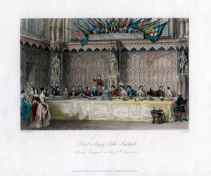 La mesa del Lord Mayor, gran banquete, Guildhall, Ciudad de Londres, siglo XIX