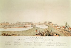 Manitoba, mostrando una estación comercial de la Compañía de la Bahía de Hudson, 1871 de John Simpson
