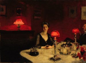 Le verre de porto (Una mesa de cena por la noche) de John Singer Sargent