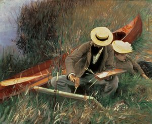 Paul Helleu dibujando a su esposa, 1889 de John Singer Sargent