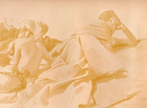 Figuras reclinadas David en el campamento de Saúl, c1905 de John Singer Sargent