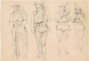 Estudios para "Entrando en la guerra" [recto]