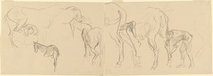 Estudios para herrar caballos de caballería en el frente [recto] de John Singer Sargent