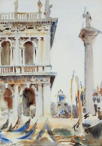 La esquina de la Librería, con la columna de San Teodoro, Venecia, 1904 de John Singer Sargent