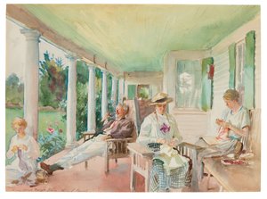The Piazza; On the Verandah, c.1921-22 (acuarela y carboncillo sobre papel) de John Singer Sargent