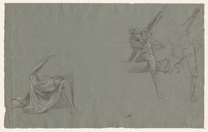 Estudio de drapeado, dos figuras tirando de un poste, 1785-86 de John Singleton Copley