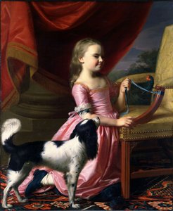 Una joven con un pájaro y un perro de John Singleton Copley