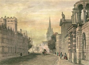 La Calle Alta, Oxford, grabado por G. Hollis, 1835 de John Skinner Prout