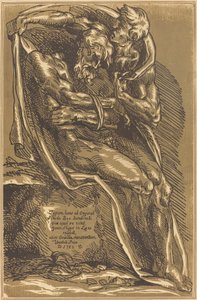 Un hombre desnudo, sentado, con las manos atadas de John Skippe after Baccio Bandinelli