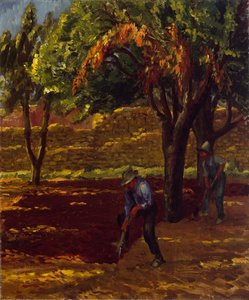 Hombres en el jardín de John French Sloan