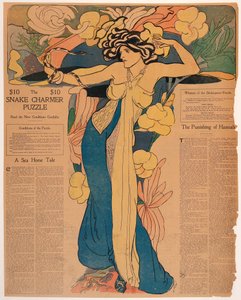 Puzzle del encantador de serpientes (tinta y acuarela, reproducción en línea en color) de John French Sloan