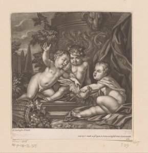 Tres cupidos con un pájaro de attributed to John Smith