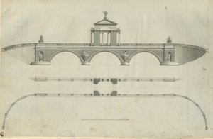 Parque Chillington - Puente propuesto: dibujo en sepia, nd [1789] de John Soane