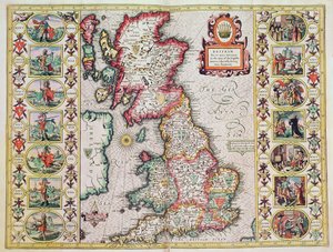 Gran Bretaña como estaba dividida en la época de los sajones ingleses, especialmente durante su Heptarquía de John Speed
