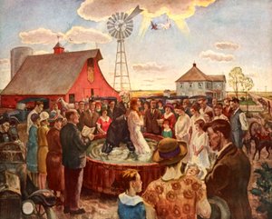 Bautismo en Kansas, Placa de libro de John Steuart Curry