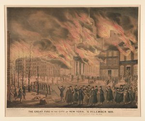 El gran incendio de la ciudad de Nueva York, 16 de diciembre de 1835 de John T. Bowen