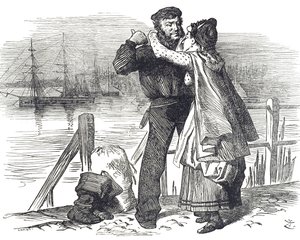 Un tributo de un marinero a Samuel Plimsoll, un político y reformador social inglés, por el trabajo que realizó como diputado de Derby en la legislación sobre la carga y navegabilidad de los barcos mercantes de John Tenniel