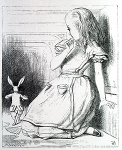 Alicia y el conejo - en "Las aventuras de Alicia en el País de las Maravillas y a través del espejo" de Lewis Carroll, il. John Tenniel (1820-1914)
