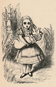 Alicia sosteniendo un cerdo en sus brazos, 1889 de John Tenniel