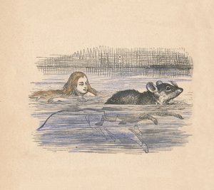 Alicia nadando con un ratón en una piscina, 1889