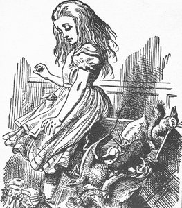 CARROLL, Lewis (1832-1898). Escritor, matemático y fotógrafo inglés. Las aventuras de Alicia en el país de las maravillas (grabado) de John Tenniel