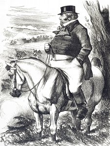 Caricatura que representa a John Bull observando maniobras de otoño de John Tenniel
